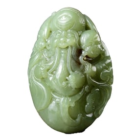 Superb Chinese Hetian Jade Carved Longevity Taoism Deity Pendant w Certificate