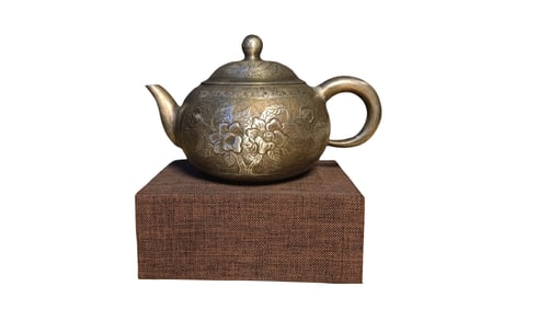 Vintage Chinese Pure Silver Flower Teapot