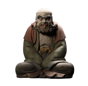 Vintage Chinese Wood Carved Dharma Statue