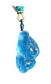 Beautiful Natural Aquamarine Carved Double Fish Pendant