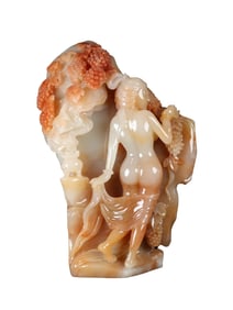 Superb Chinese Shoushan Stone Carved Beautiful Woman Statue