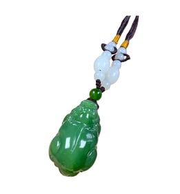 Superb Chinese Green Hetian Jade Carved Fortune Pixiu Pendant