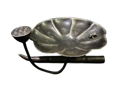 Vintage Chinese Pure Silver Lotus Leaf Writing Instrument