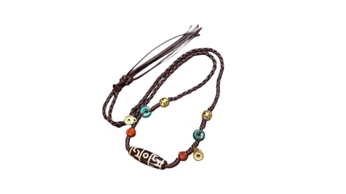 Hand Woven Tibetan Three Eye DZI Agate Lucky Pendant/Necklace