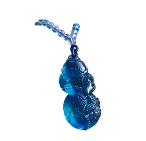 Beautiful Aquamarine Carved Snake Pendant w Hand Woven Beads Necklace