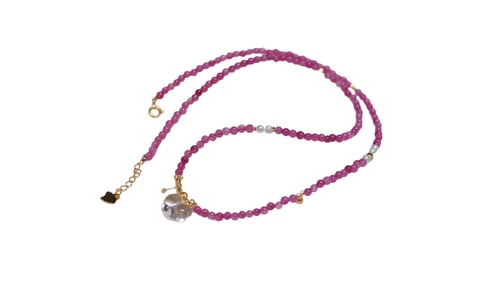 Beautiful 925 Silver Pink Tourmaline Beads Necklace