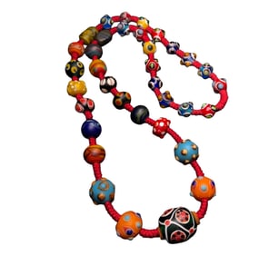 Hand Woven Colored Drawing Peking Glass Beads Necklace