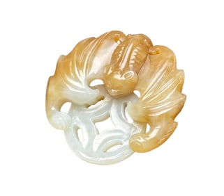 Chinese Hetian Jade Carved Fortune Bat Pendant