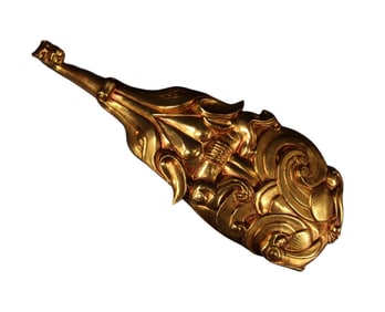 Vintage Chinese Gilt Gold Copper Fortune Dragon Belt Buckle