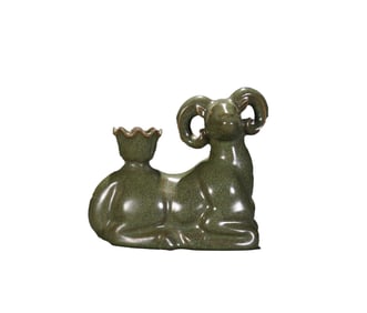 Chinese Ru Kiln Fortune Sheep Porcelain Candle Holder