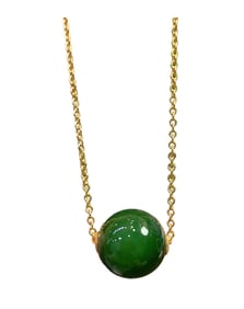 Chinese Green Hetian Jade Lcuky Bead Pendant