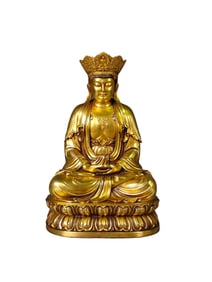 Superb Old Tibetan Gilt Gold Copper Buddha Statue