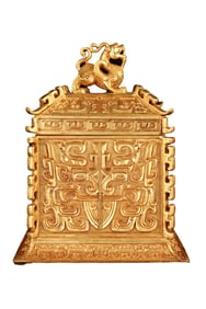 Vintage Chinese Gilt Gold Copper Fortune Dragon Seal w Box