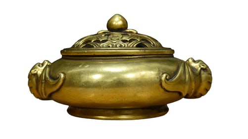 Vintage Chinese Gilt Gold Copper Fortune Bat Incense Burner