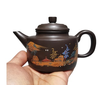 Vintage Chinese Yixing Zisha Clay Teapot w Artist Signed