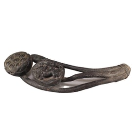 Vintage Ox Horn Carved Lotus Pod Statue