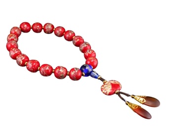 Beautiful Chinese Peking Glass Beads Bracelet w Box