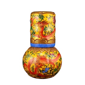 Vintage Chinese Gilt Gold Enamel Peking Glass Snuff Bottle