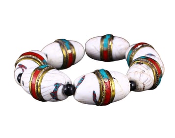 Vintage Tibetan White Turquoise Beads Bracelet