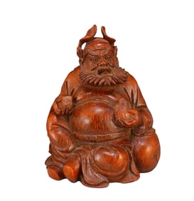 Vintage Chinese Bamboo Root Mythology Figure Statue - Zhong Kui