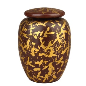 Vintage Chinese Gilt Gold Red Copper Tea Caddy