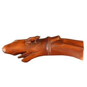 Vintage Chinese Boxwood Wood Frog Paperweight