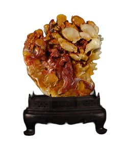 Chinese Shoushan Stone Tropical Fish Statue