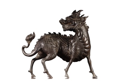 Vintage Chinese Bronze Fortune Kylin Statue