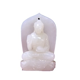 Superb Chinese White Hetian Jade Carved Siddhartha Buddha Pendant