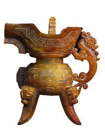 Vintage Ox Horn Carved Fortune Dragon Wine Cup