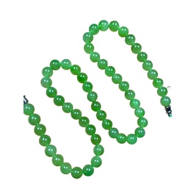 Superb Chinese Green Hetian Jade Beads Necklace