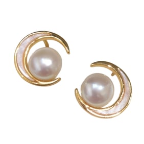 A Pair Beautiful 925 Sivler Inlay Pearl Earring