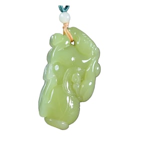Chinese Hetian Jade Carved Fortune Horse Pendant