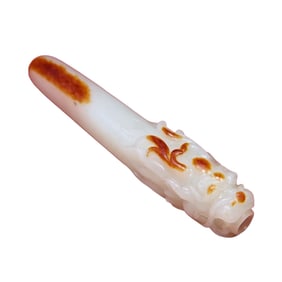Superb Chinese Hetian Jade Carved Fortune Dragon Cigarette Holder