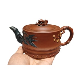 Chinese Yixing Zisha Plum Flower & Bamboo Design Teapot