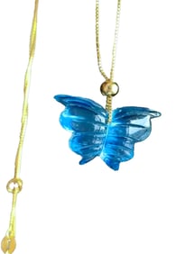 Beautiful Natural Aquamarine Carved Butterfly Pendant
