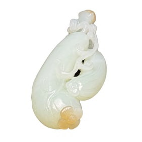 Chinese Hetian Jade Carved Melon Pendant