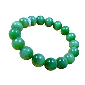 Superb Chinese Green Hetian Jade Beads Bracelet