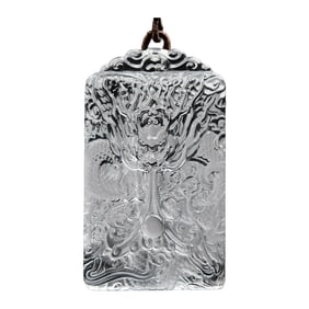 Beautiful White Crystal Low Relief Fortune Dragon Pendant