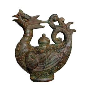 Vintage Chinese Bronze Phoenix Pot