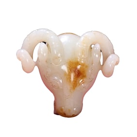 Superb Chinese Hetian Jade Carved Fortune Sheep Pendant