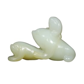 Chinese Hetian Jade Carved Fortune Toad Pendant