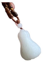 Chinese White Hetian Jade Carved Fortune Cabbage Pendant