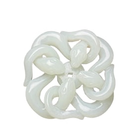 Openwork Chinese White Hetian Jade Carved Fortune Dragon Pendant