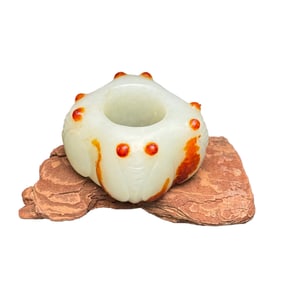 Superb Chinese Hetian Jade Carved Fortune Cicada Thumb Ring