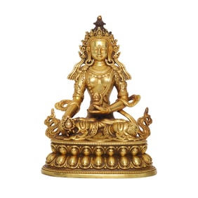 Old Tibetan Gilt Gold Copper Buddha Statue