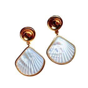 A Pair Beautiful 925 Sivler Inlay Shell Earrings