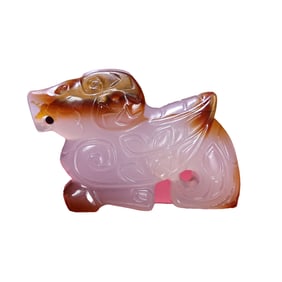 Chinese Agate Carved Bird Pendant
