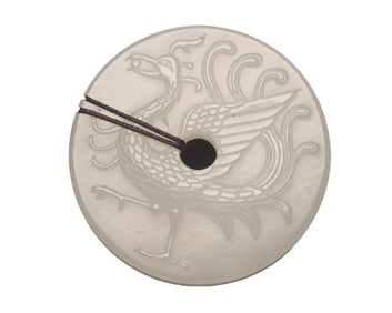 Chinese Hetian Jade Low Relief Phoenix Pendant