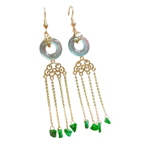 A Pair Beautiful 925 Sivler Inlay Jadeite Earrings
